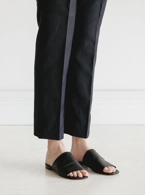 Robert Clergerie Itou Soft Sandals Leather Slides Black Women's 38 7.5 $415